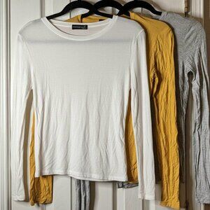 ✨ Essential Trio: 3 Chic Coquette Blouses (Yellow, White, Grey) ✨